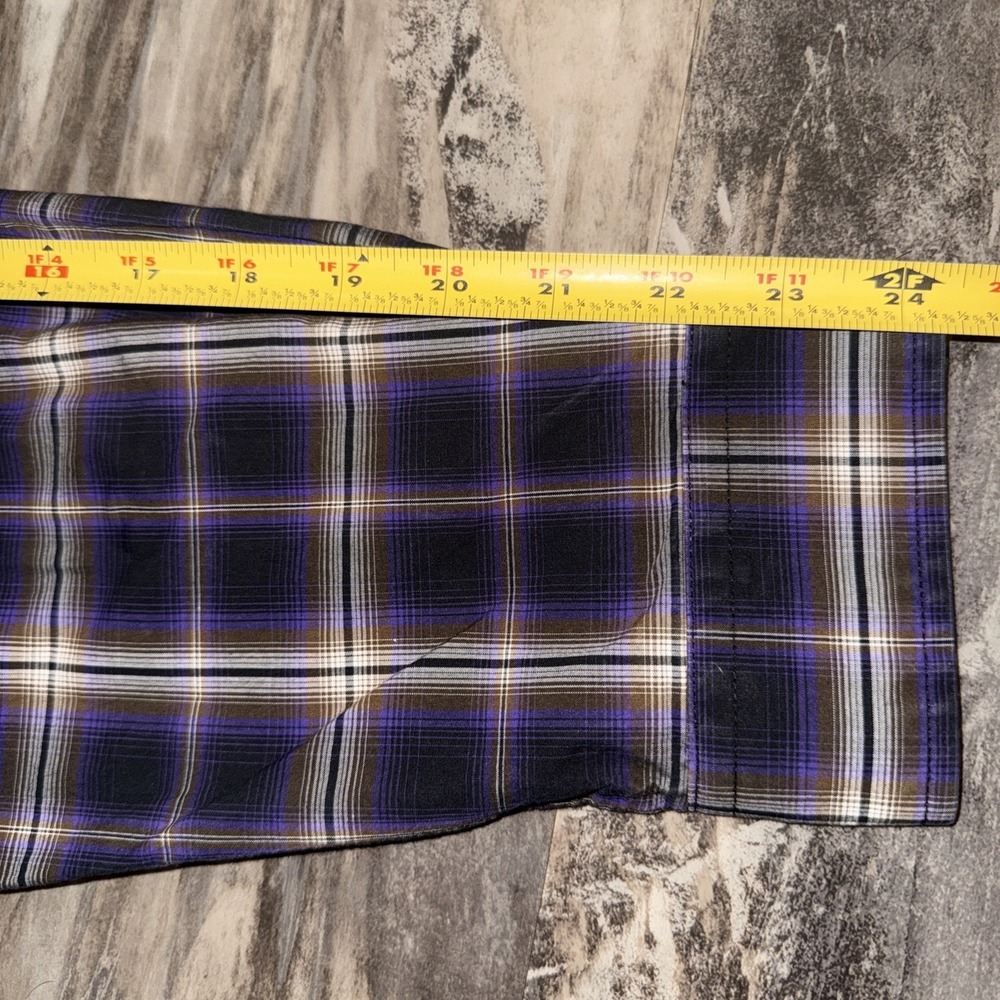 Cinch Shirt Men's M Purple Black Plaid Button Up Long Sleeve Western Cowboy - Picture 12 of 12